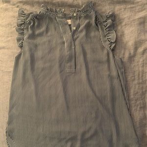 Loft Striped Ruffle Sleeve Blouse